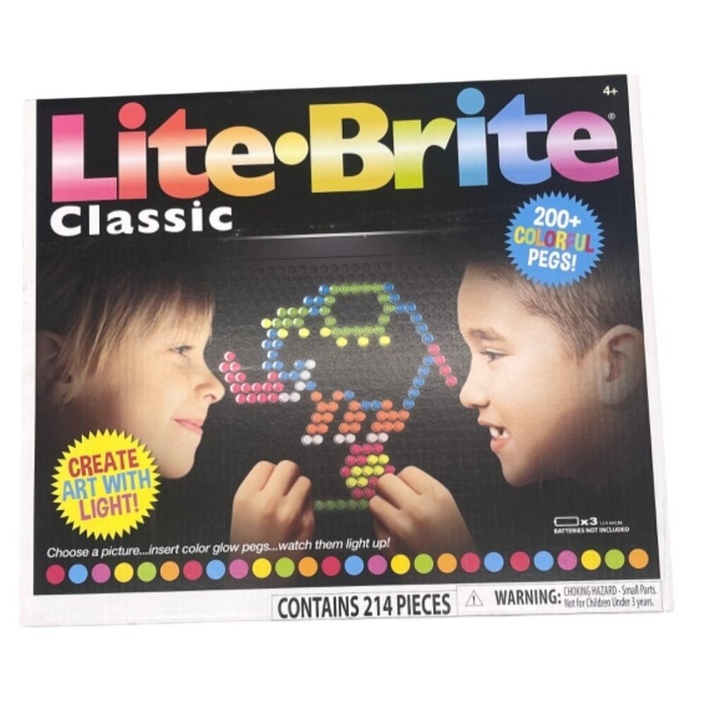 Lite-Brite Classic Toy With 214 Pieces & 200 Colorful Pegs For Kids Aged 4+ READ
